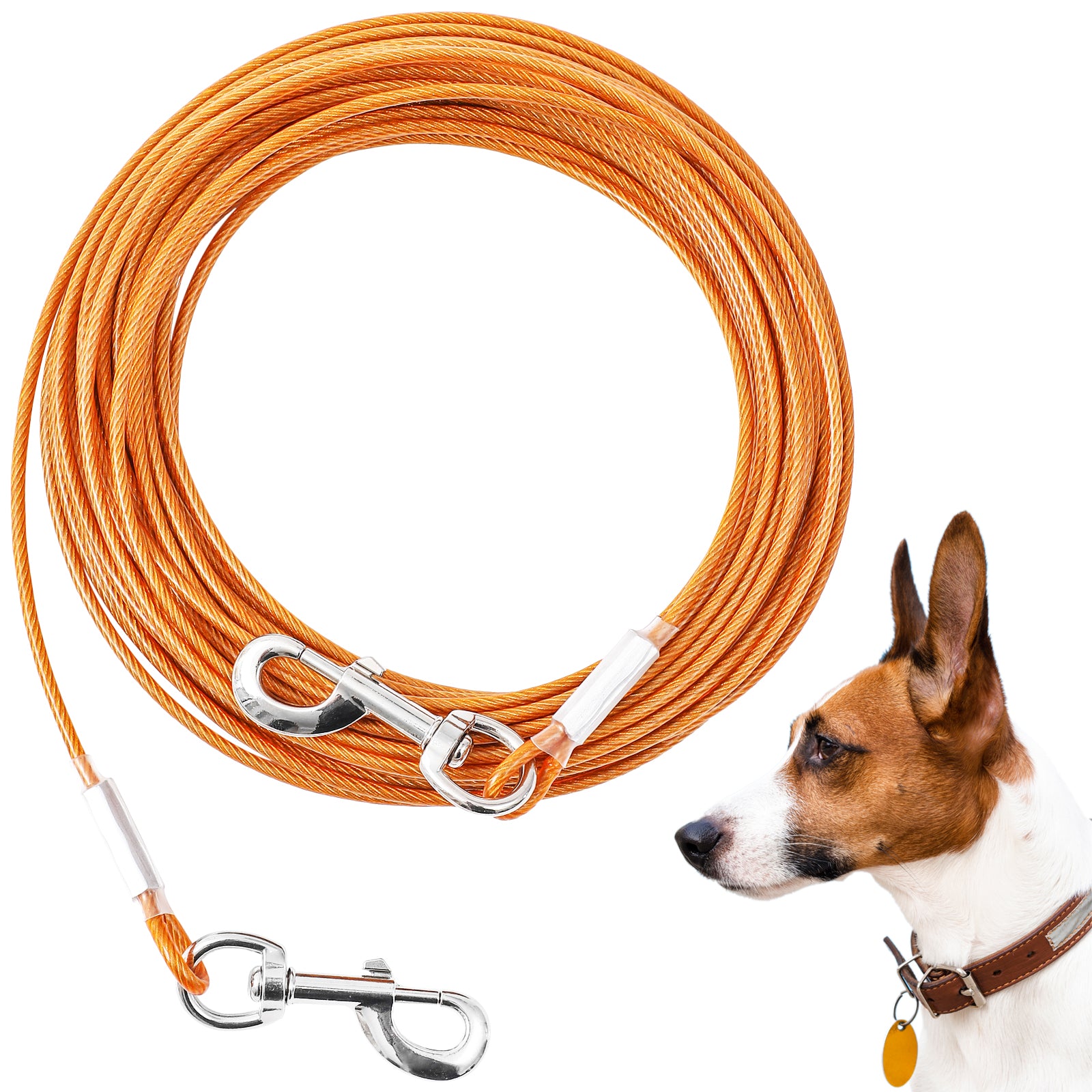 Dog Tie Out Cable,50ft Dog Lead-Heavy Duty Tie Out Cable for for Large Dogs Up to 125lbs-Dog Chain for Yard-Outside Dogs Runner Tether Line