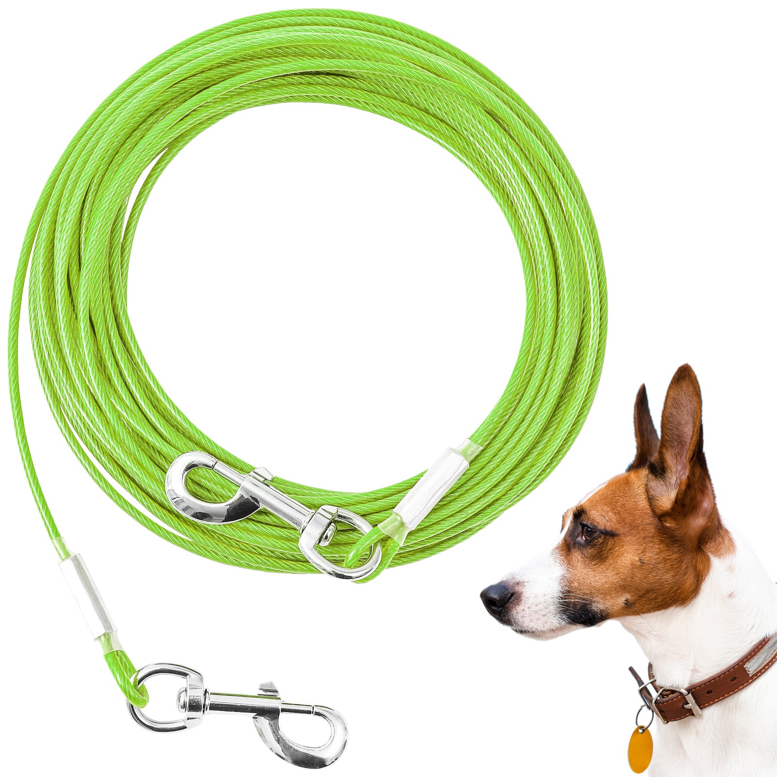 Dog Tie Out Cable,50ft Dog Lead-Heavy Duty Tie Out Cable for for Large Dogs Up to 125lbs-Dog Chain for Yard-Outside Dogs Runner Tether Line