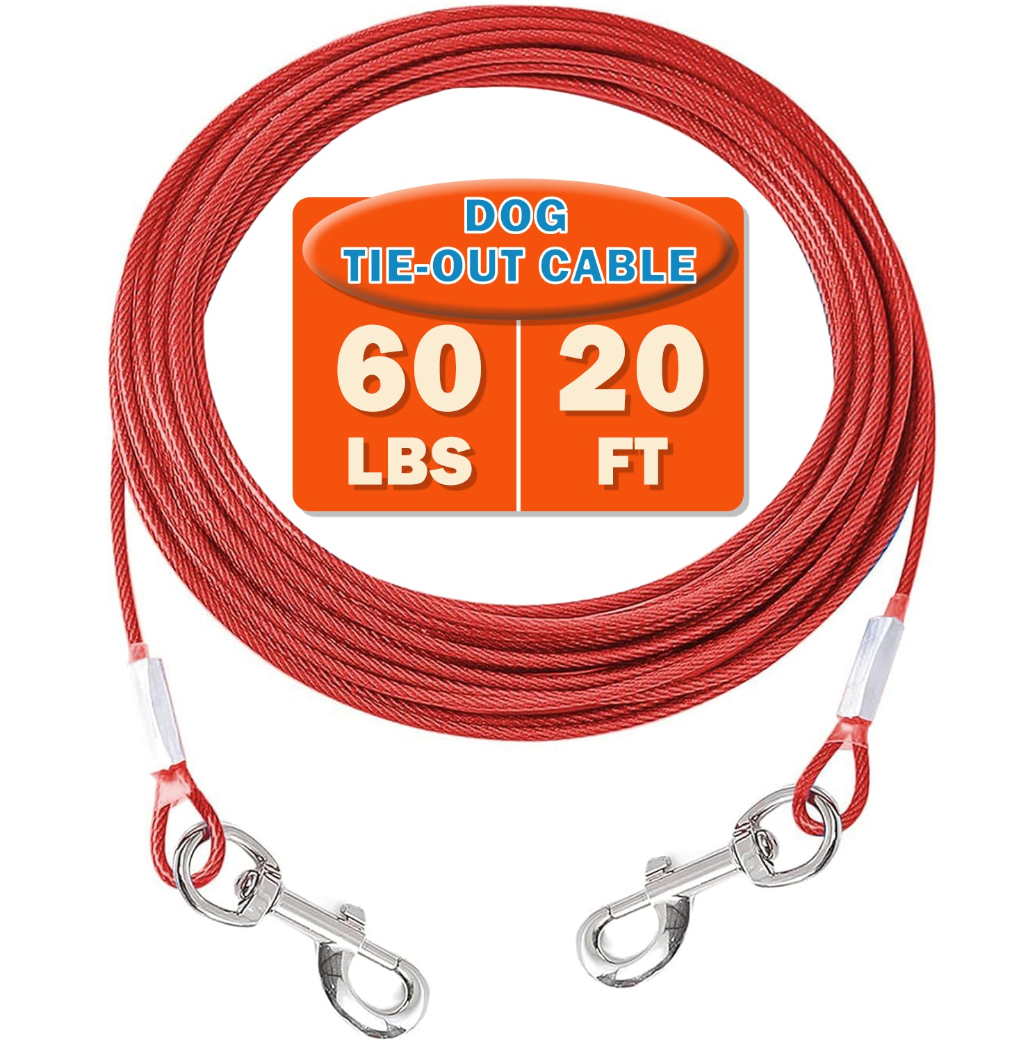 Dog Tie Out Cable,Dog Run Cable,Tie-Out Cable for Small Dogs Up to 60 lbs,Dogs Leash Tether for Yard,Camping and Outside
