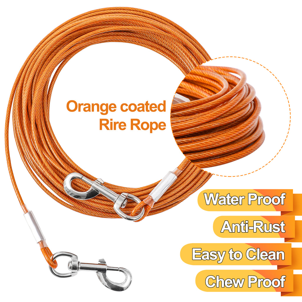 Tie Out Cable for Dogs,10/20/30/50/100FT Dog Leads for Yard Chew Proof,Heavy Duty Tie Out Cable for Large Dogs Up to 125lbs,Dog Runner Tether