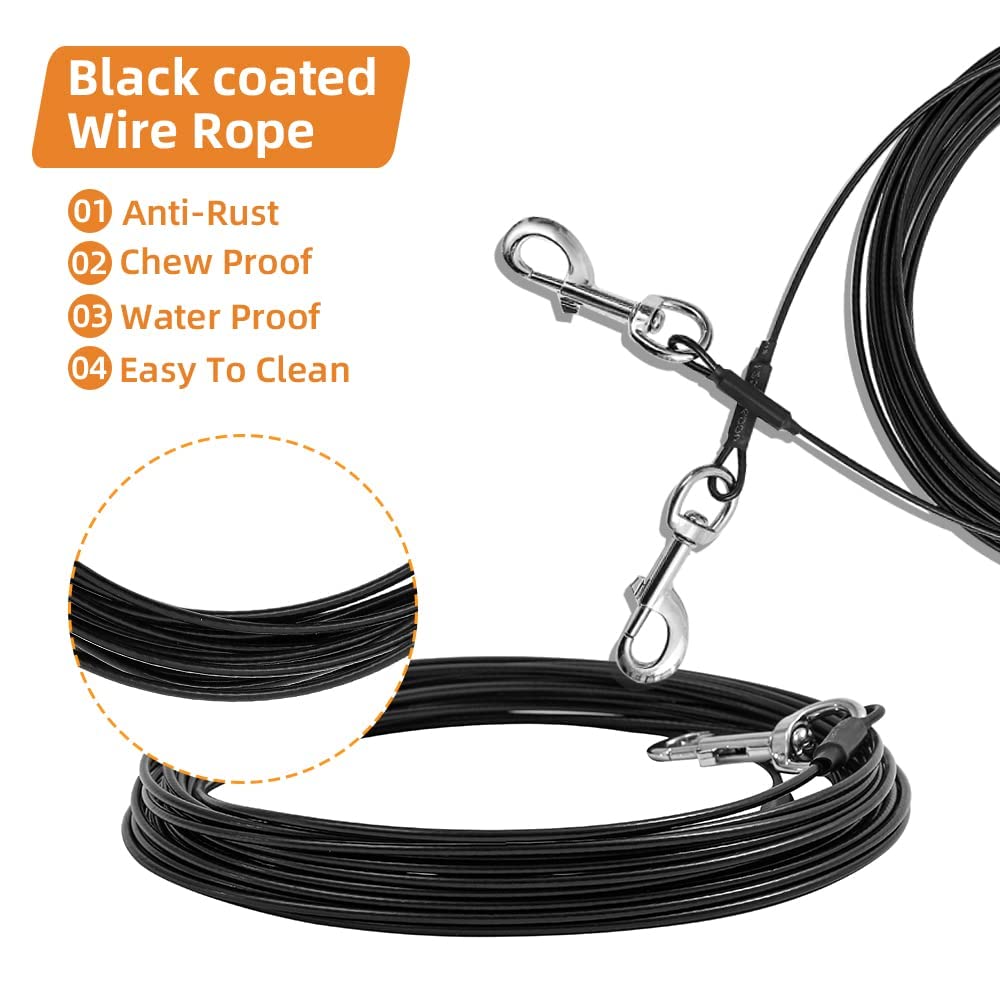 Dog Tie Out Cable,Dog Run Cable,Tie-Out Cable for Small Dogs Up to 60 lbs,Dogs Leash Tether for Yard,Camping and Outside