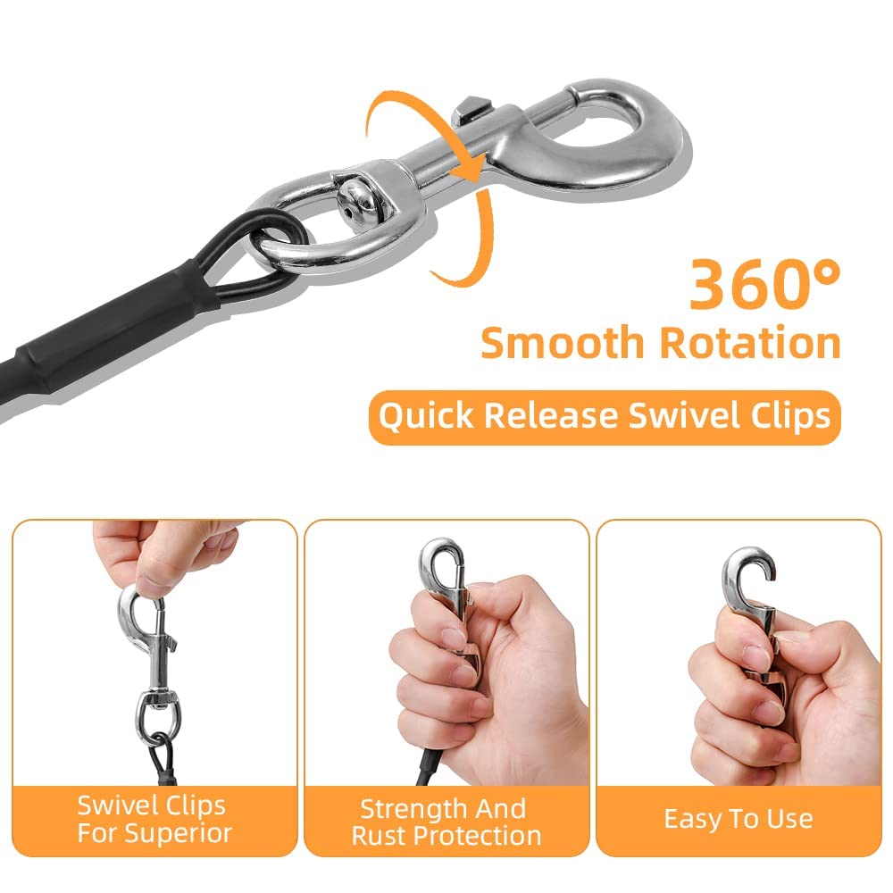 Dog Tie Out Cable,Dog Run Cable,Tie-Out Cable for Small Dogs Up to 60 lbs,Dogs Leash Tether for Yard,Camping and Outside